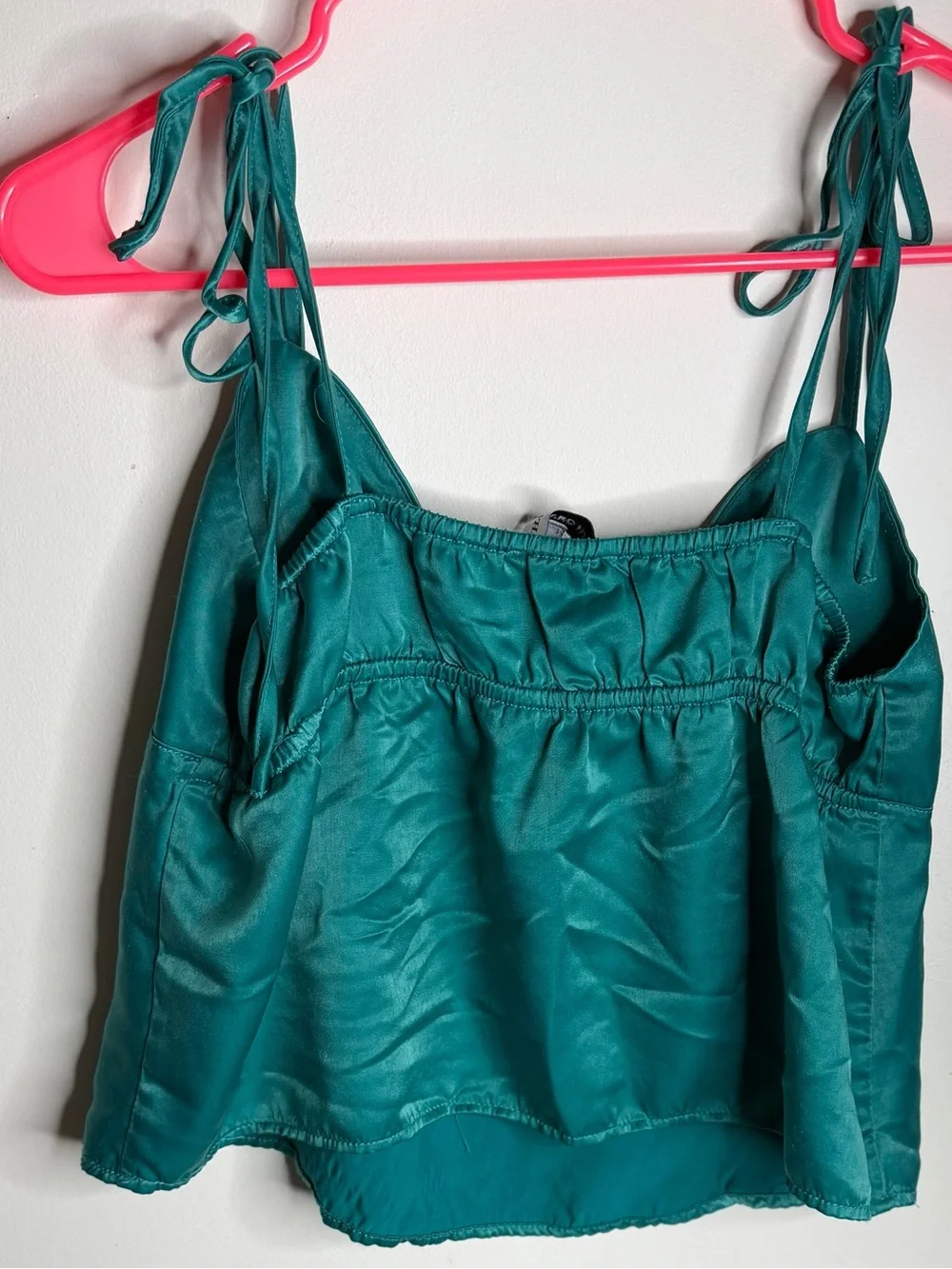WeWoreWhat teal green satin tie shoulder camisole - Picture 4 of 4
